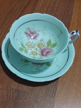 ✅$50 Add On Paragon Mint Green Floral Teacup and Saucer